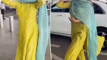 Esha Gupta was spotted at the airport in a traditional style