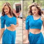 Madalsa Sharma gave a cool pose in Blue Jump shoot