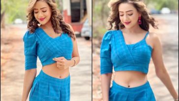 Madalsa Sharma gave a cool pose in Blue Jump shoot