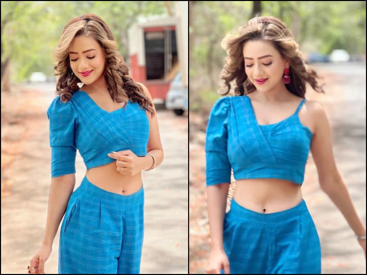 Madalsa Sharma gave a cool pose in Blue Jump shoot